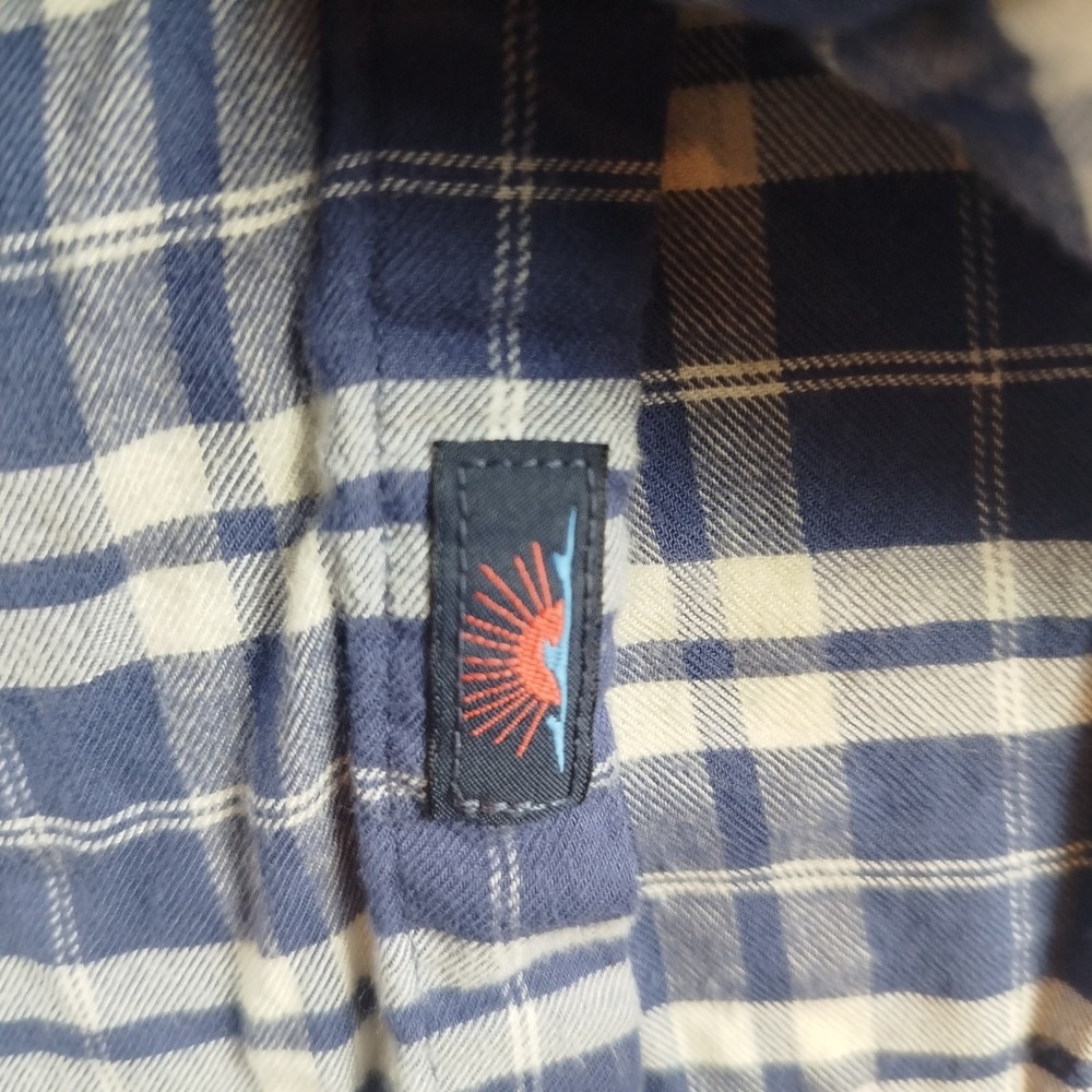 Faherty Movement Button Shirt Mens Medium Performance Dark Blue Plaid - Picture 6 of 13